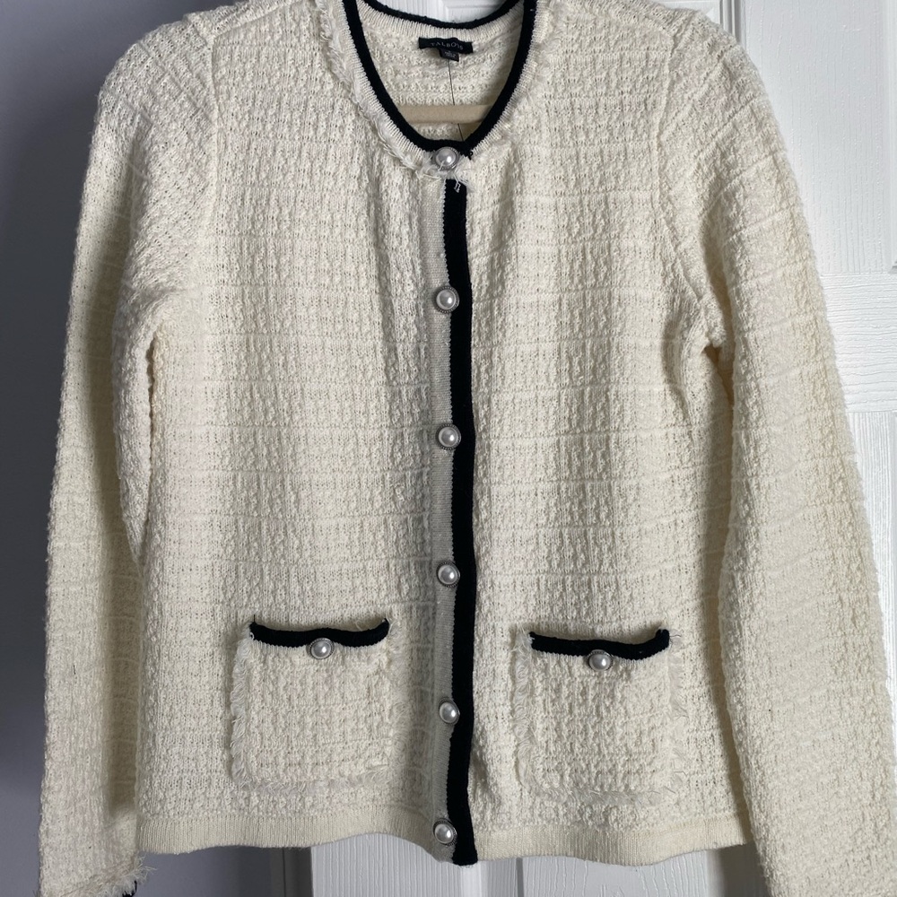 Elegant white Jacket with Black Trim